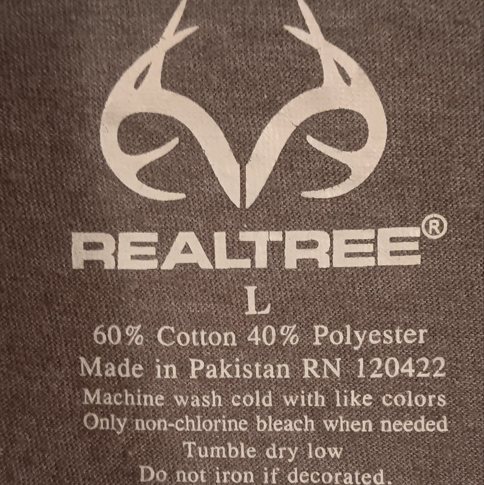 Realtree Men's  Gray Tee with Camo and Orange Logo Large - Picture 3 of 4